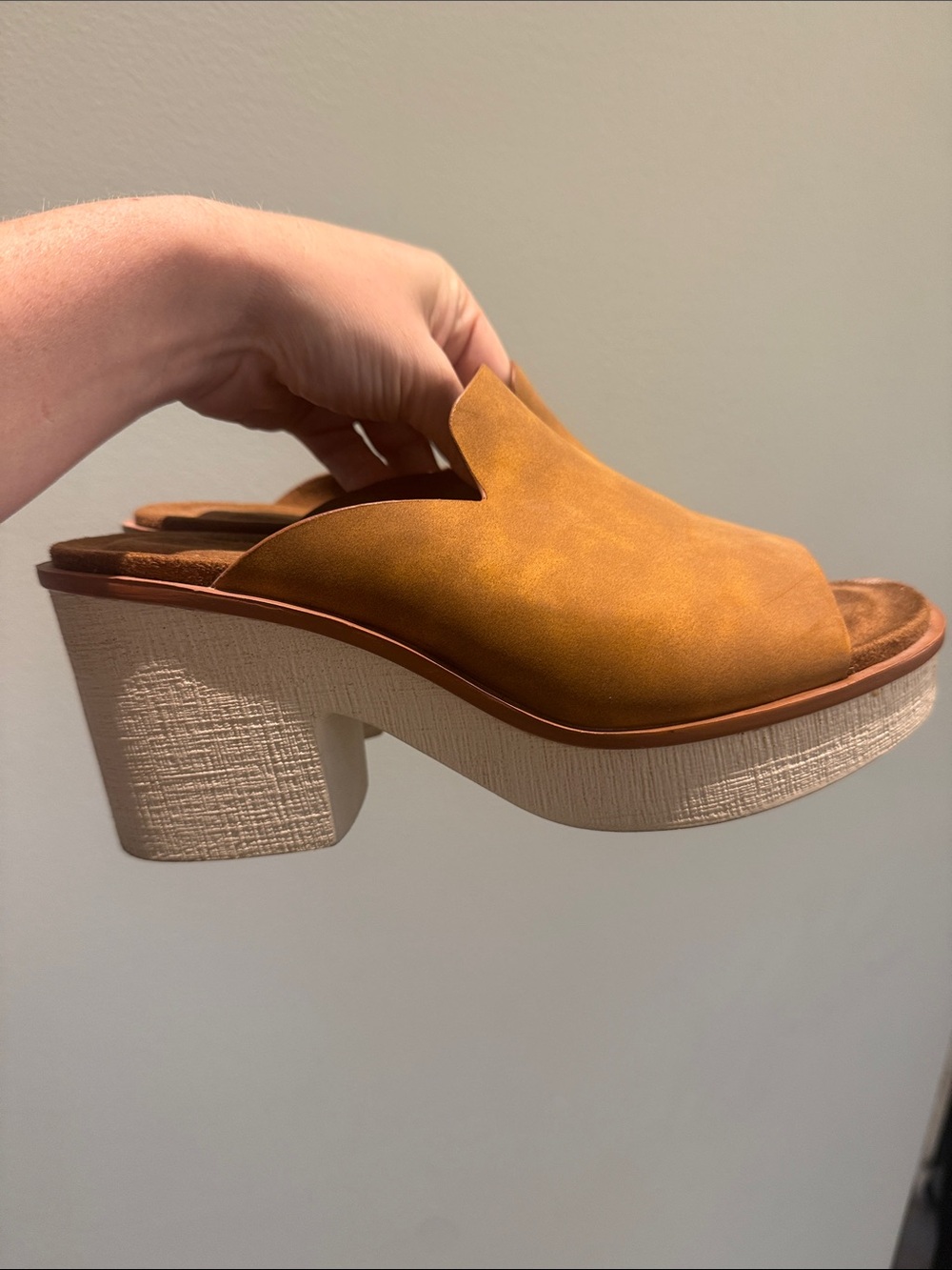Pierre Dumas Open-Toe Platform Mules in Mustard